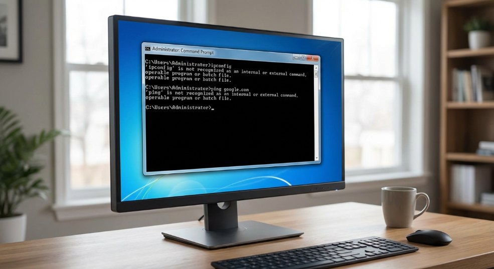 windows 7命令提示符里不管输入什么命令都提示不是内部命令第一张图