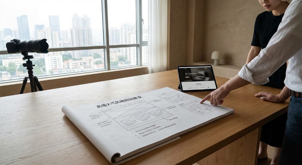 高端大气风格网站建设的布局规划第一张图