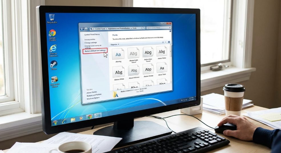 Windows7 默认字体改变后如何快速还原第一张图