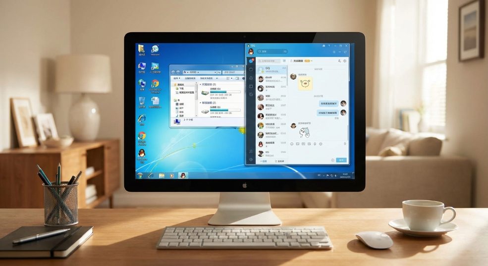 在windows 7系统中使用QQ发现其占用一半窗口的问题第一张图