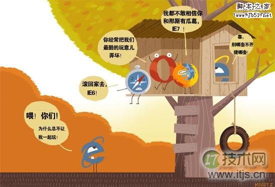 国外设计师画漫画调侃IE6  讽刺其阻碍网络发展