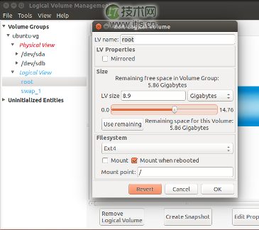 Ubuntu 上使用 LVM 轻松调整分区并制作快照(图7) Ubuntu 上使用 LVM 轻松调整分区并制作快照